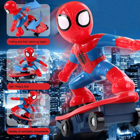 Electric Spider Man Stunt Skateboard Toy