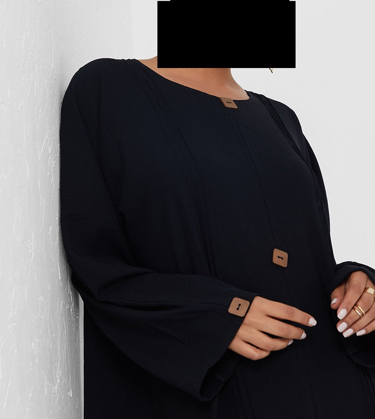 Solid Round Neck Long Sleeves Abaya