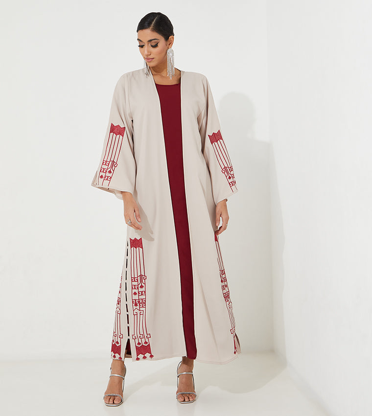 Embroidered Casual Abaya With Inner Dress