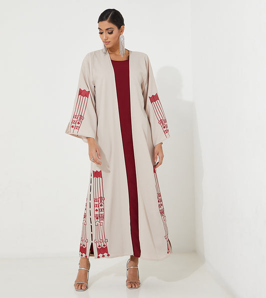 Embroidered Casual Abaya With Inner Dress